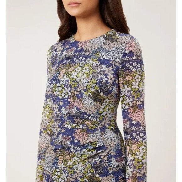 Hobbs Merida Floral Silk Blend Dress 8 Navy EUC - Picture 3 of 12